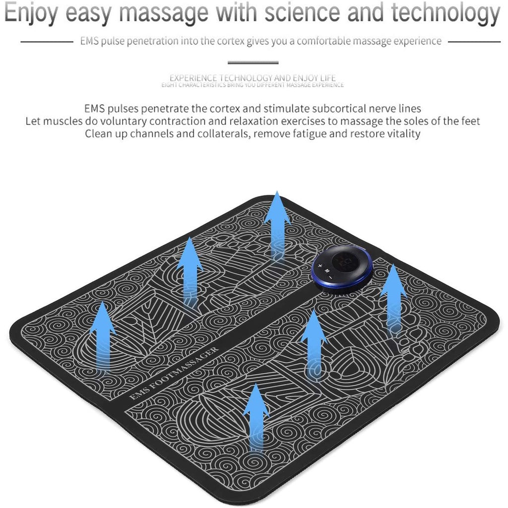 EMS Foot Massager Mat – USB Rechargeable Foot Massage Pad with Smart Display