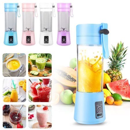 Rechargeable Mini Juicer Blender – 380ml Portable 6-Blade USB Blender