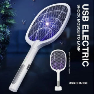 USB Rechargeable Mosquito Racket with Stand – Electric Insect Killer Bat