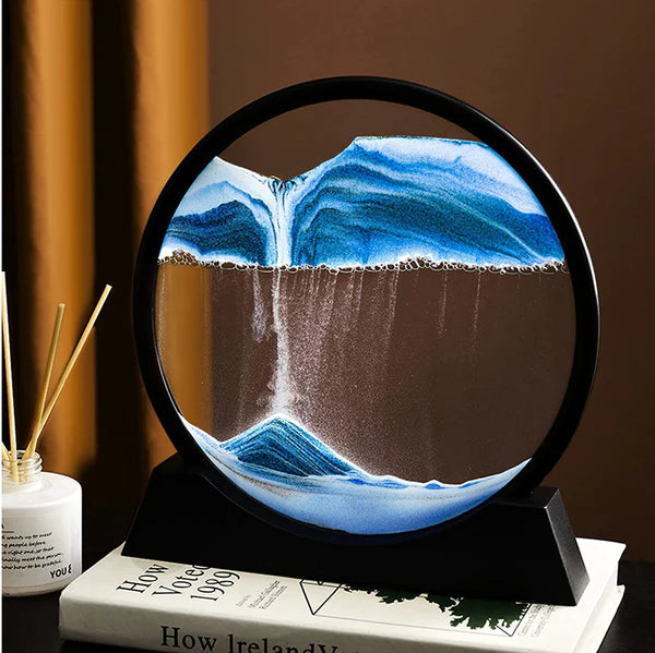 3D Moving Sand Art Lamp – Decorative Sandscape Frame with Metal Stand
