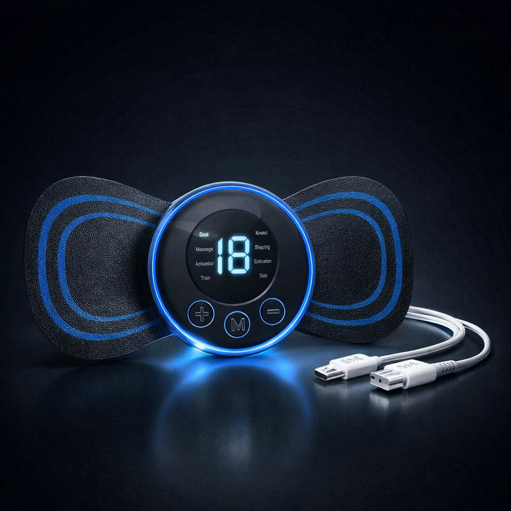 Rechargeable EMS Butterfly Massager – Portable Muscle Stimulator & Massage Pad