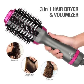 3-in-1 Hot Air Hair Brush Styler – Dryer, Straightener & Curler