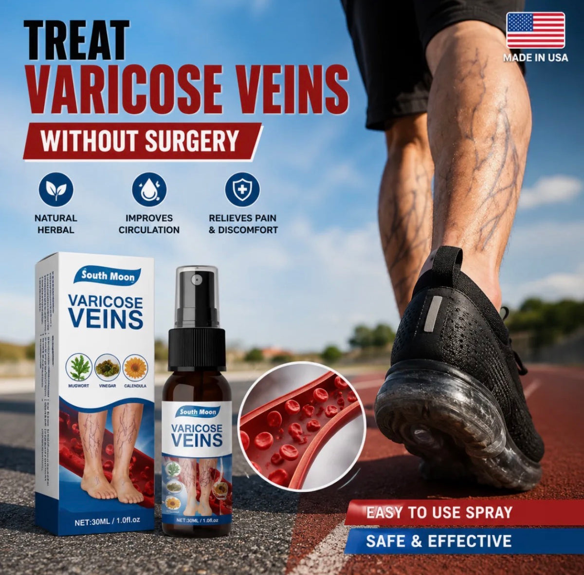 South Moon Vein Care Spray | Natural Herbal Leg Care Spray | 30ml