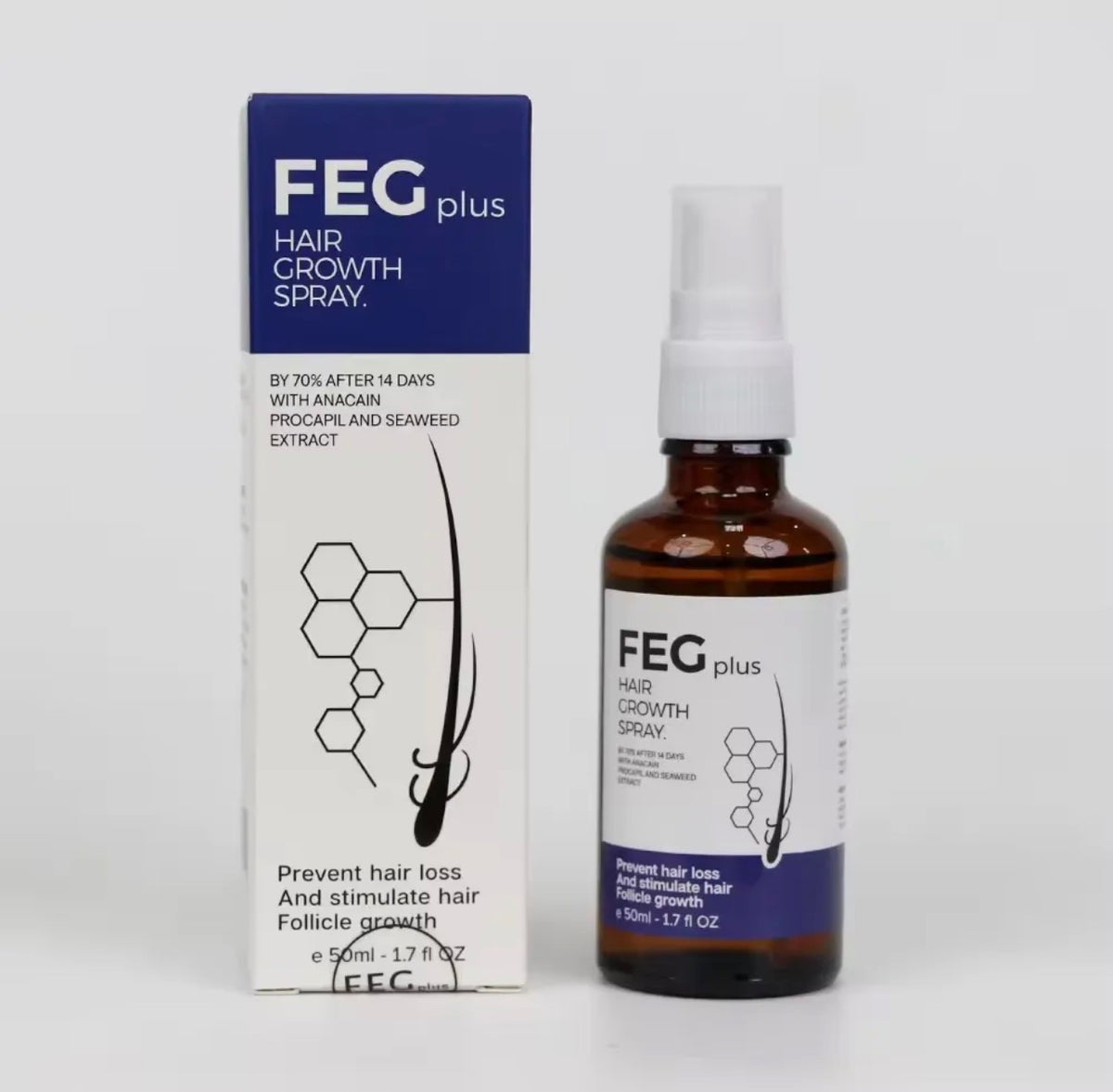 FEG PLUS Hair & Beard Growth Serum Spray | Seaweed Extract, Rosemary, Redensyl & Anagain | 50ml