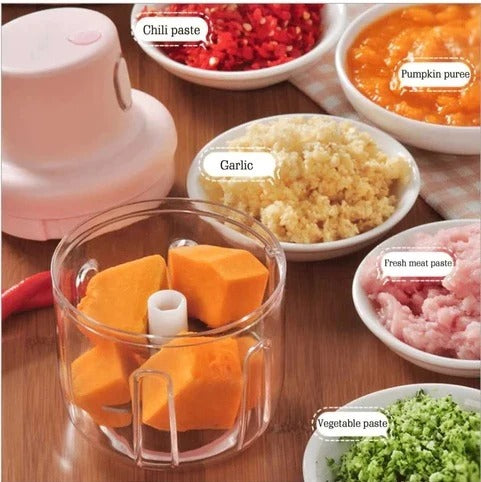 Mini USB Rechargeable Food Chopper | Portable Electric Vegetable, Garlic & Meat Grinder | 250ml