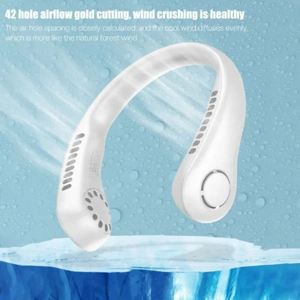 Portable Neck Fan – USB Rechargeable Bladeless Personal Fan with 3 Speeds