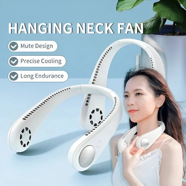 Portable Neck Fan – USB Rechargeable Bladeless Personal Fan with 3 Speeds