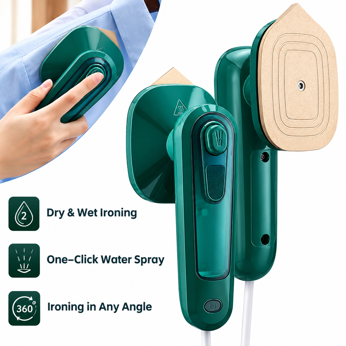 Portable Steam Iron – Mini Travel Iron with Spray & Titanium Plate