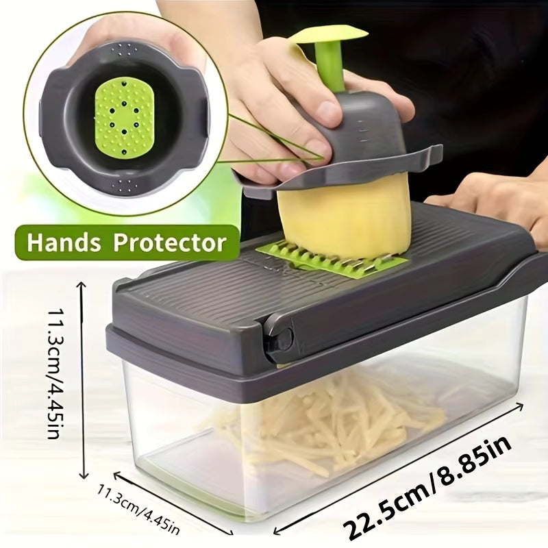 16-in-1 Vegetable Chopper – Multi-Functional Dicer, Slicer & Grater with Storage Container