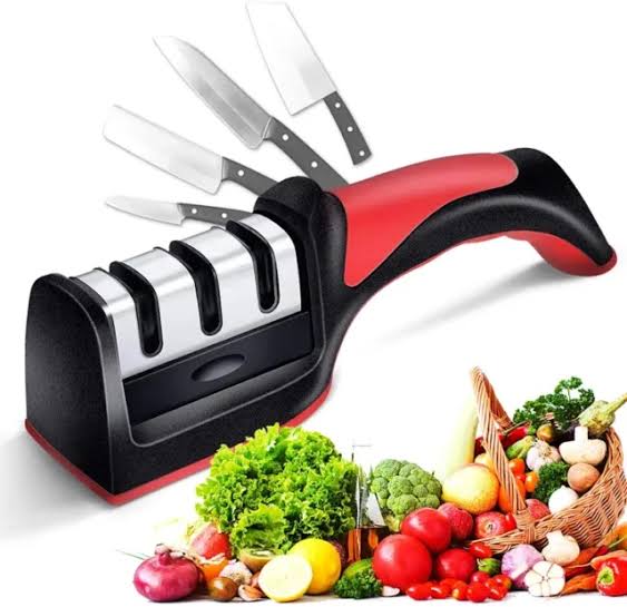 3-Stage Professional Knife Sharpener – Manual Kitchen Knife Sharpening Tool