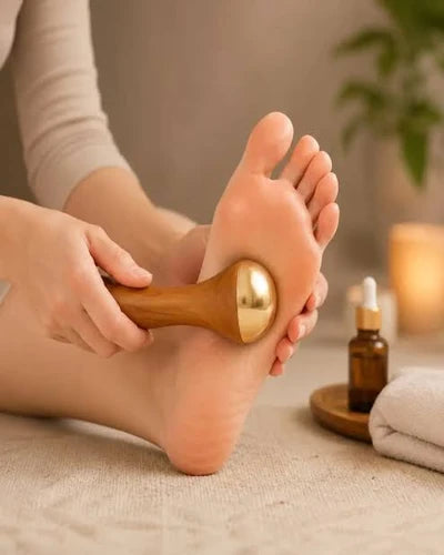 Kansa Wooden Massager – Handheld Face & Foot Massage Tool
