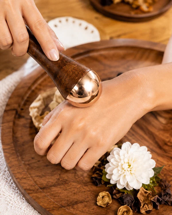 Kansa Wooden Massager – Handheld Face & Foot Massage Tool