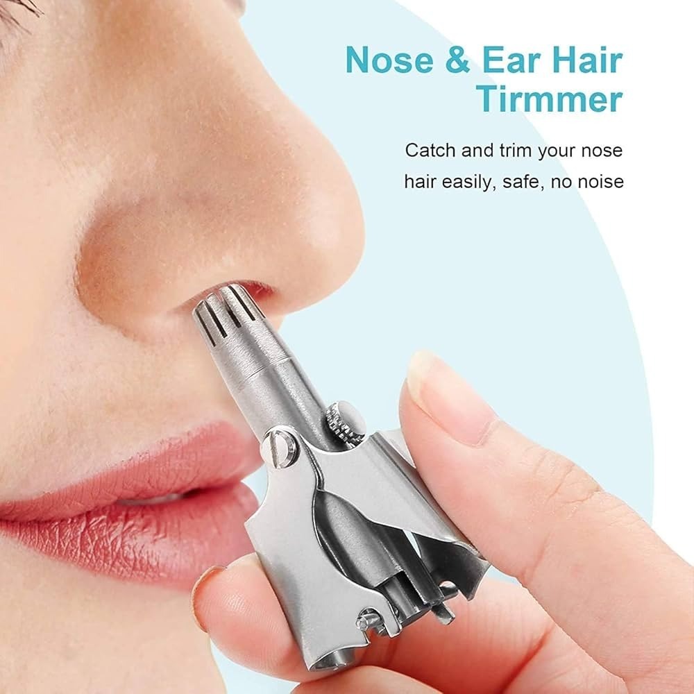 Mini Portable Stainless Steel Nose Hair Trimmer | Manual Nose & Ear Hair Cutter | Safe Grooming Tool for Men & Women