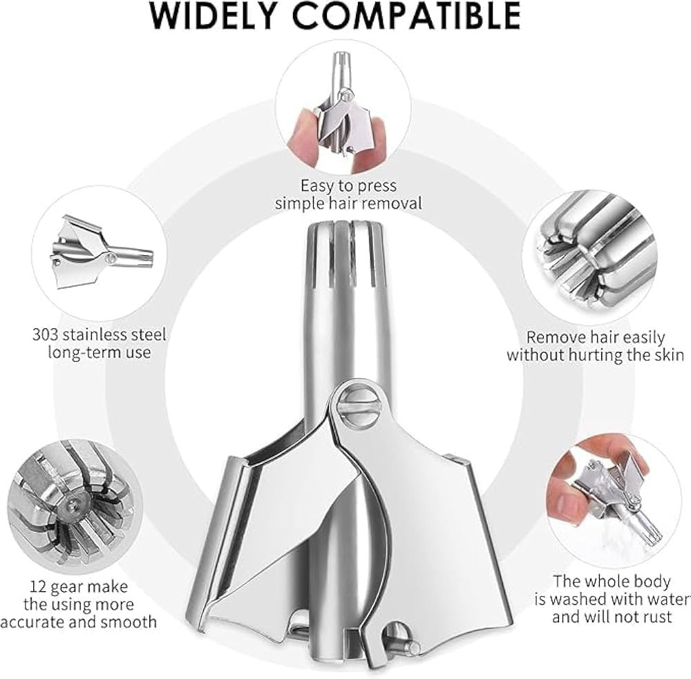 Mini Portable Stainless Steel Nose Hair Trimmer | Manual Nose & Ear Hair Cutter | Safe Grooming Tool for Men & Women