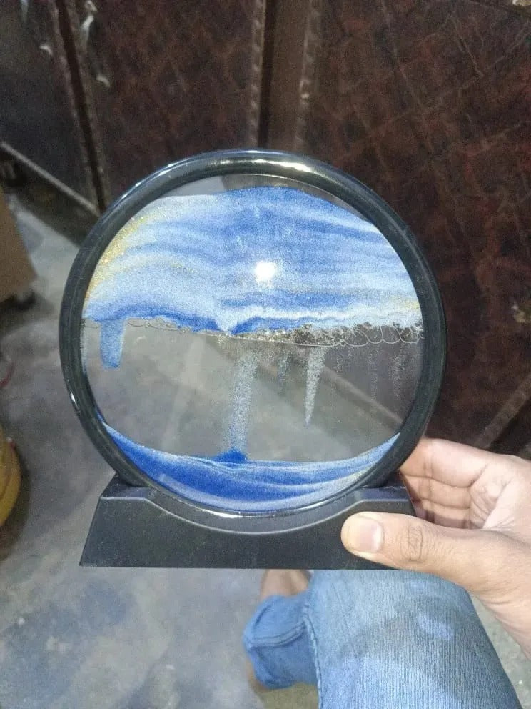 3D Moving Sand Art Lamp – Decorative Sandscape Frame with Metal Stand