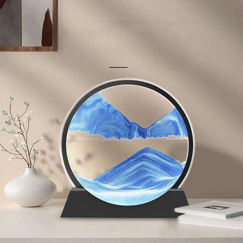 3D Moving Sand Art Lamp – Decorative Sandscape Frame with Metal Stand