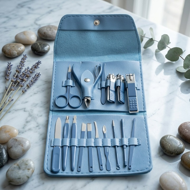 16-Piece Manicure & Pedicure Kit – Stainless Steel Nail Grooming Set with Travel Case