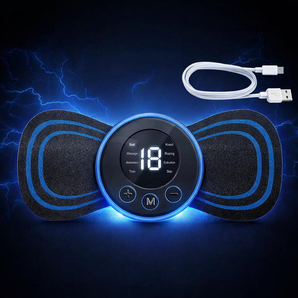 Rechargeable EMS Butterfly Massager – Portable Muscle Stimulator & Massage Pad