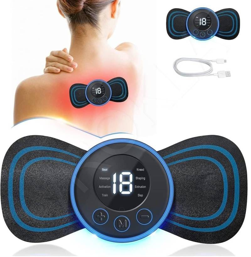 Rechargeable EMS Butterfly Massager – Portable Muscle Stimulator & Massage Pad
