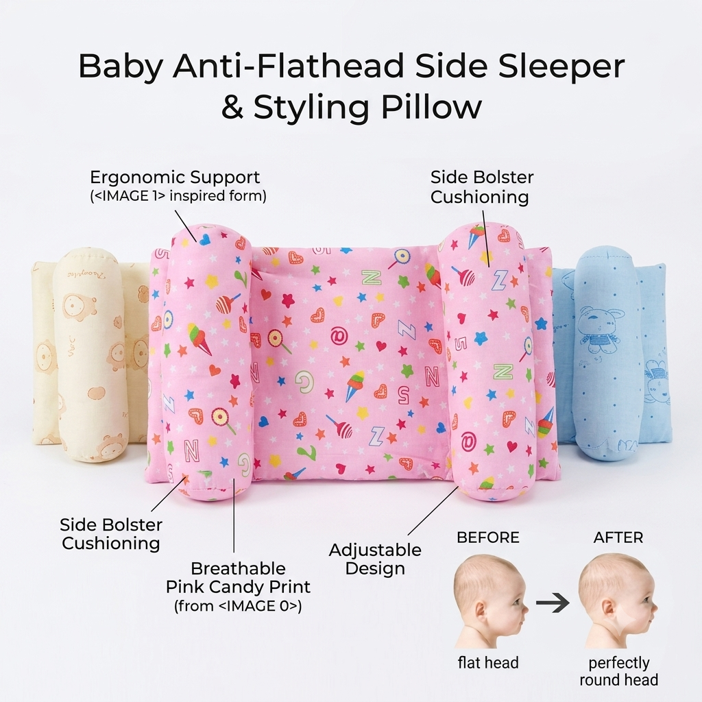 Soft Newborn Baby Head Shaping Pillow | Breathable Infant Support Cushion | Portable Baby Pillow