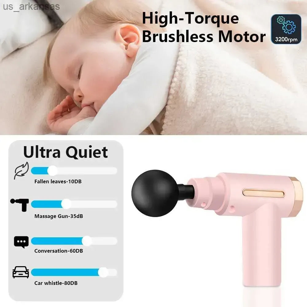 Smart Quiet Massage Gun | Deep Tissue Muscle Massager with 4 Massage Heads | 3200RPM Portable Massage Gun