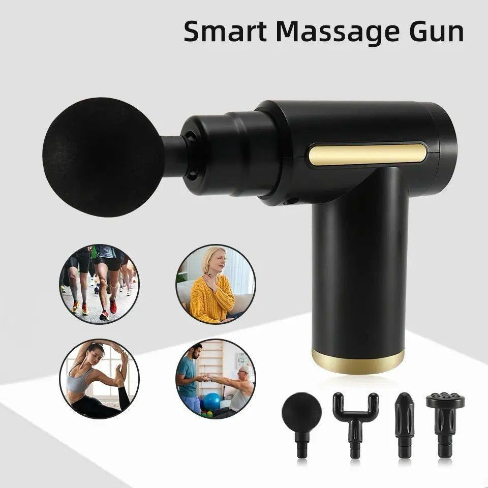 Smart Quiet Massage Gun | Deep Tissue Muscle Massager with 4 Massage Heads | 3200RPM Portable Massage Gun