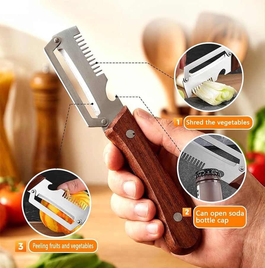 3-in-1 Stainless Steel Peeler Knife | Multipurpose Vegetable Peeler & Kitchen Tool
