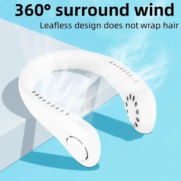 Portable Neck Fan – USB Rechargeable Bladeless Personal Fan with 3 Speeds