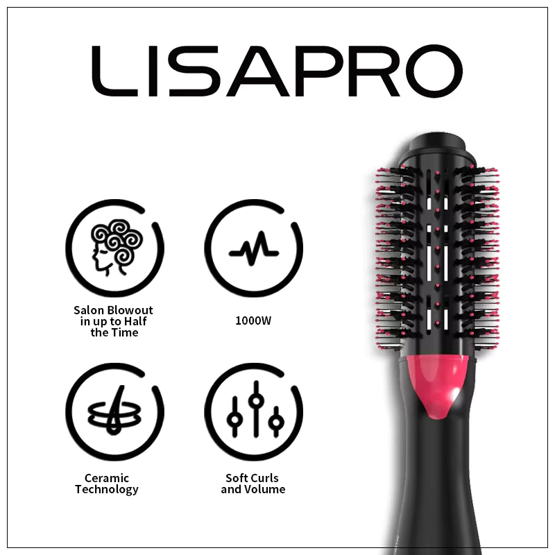 3-in-1 Hot Air Hair Brush Styler – Dryer, Straightener & Curler