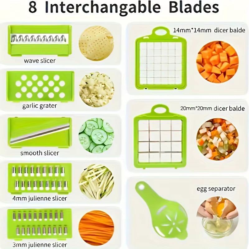 16-in-1 Vegetable Chopper – Multi-Functional Dicer, Slicer & Grater with Storage Container