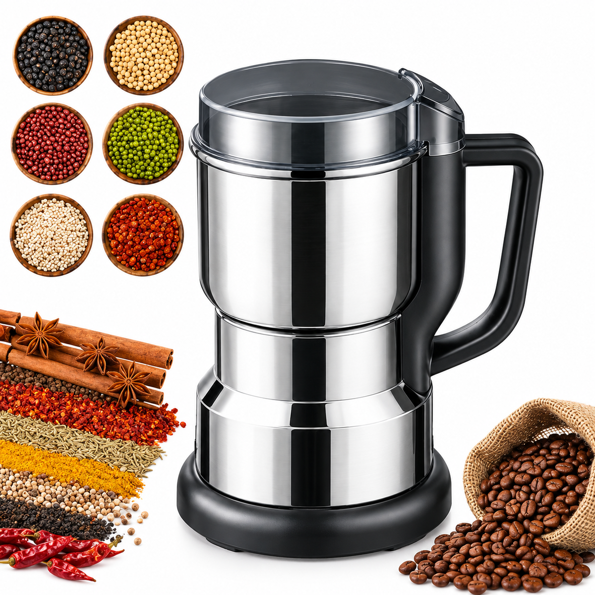 RAF R-7113 Electric Grinder | 300W Stainless Steel Blade Grinder | Coffee, Spices & Masala Grinder