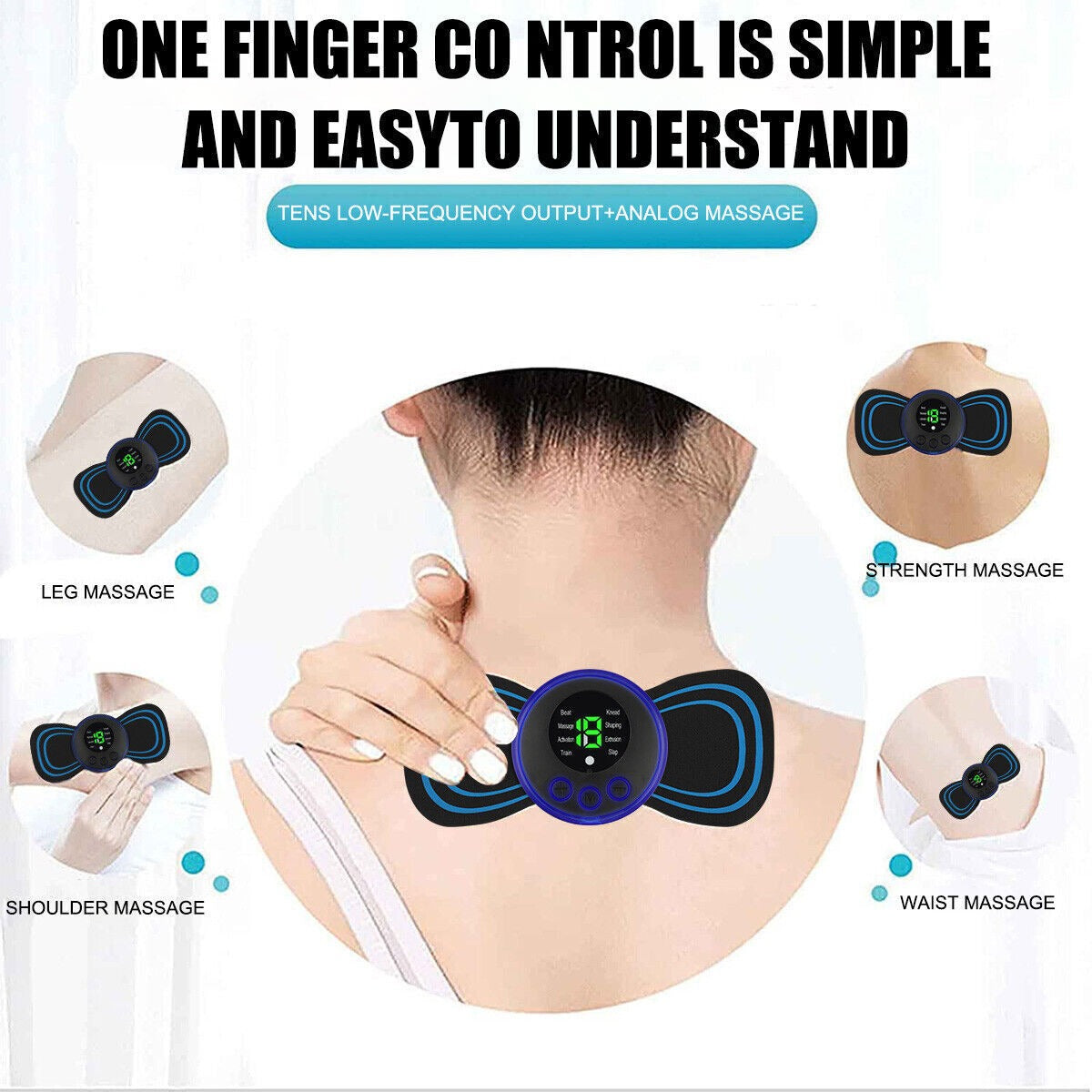 Rechargeable EMS Butterfly Massager – Portable Muscle Stimulator & Massage Pad