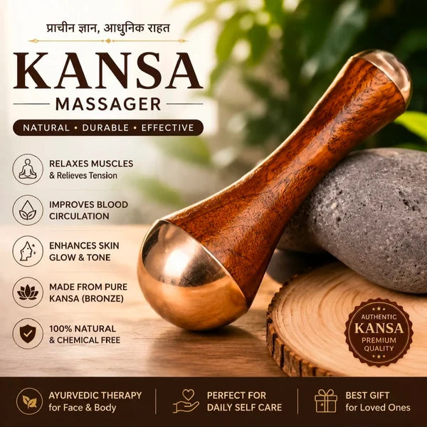Kansa Wooden Massager – Handheld Face & Foot Massage Tool